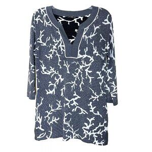 J. McLaughlin Metallic Knit Tunic Top Sweater Size Medium Business Casual